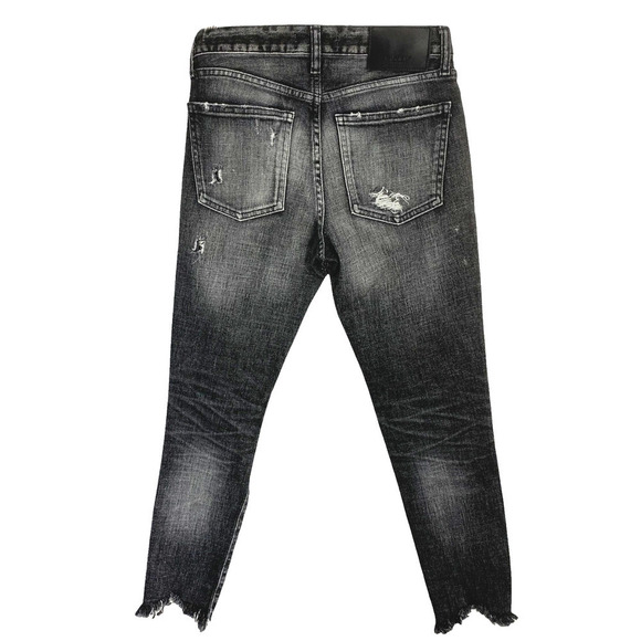 Moussy Vintage Glendale Skinny Jeans in Black Sz 25 Distressed Raw Hem Japan - Picture 6 of 6